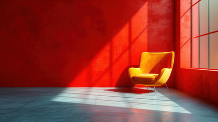 Chair vibrant minimalistic illustration. Generative AI.の素材