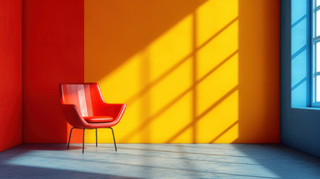 Chair vibrant minimalistic illustration. Generative AI.の素材