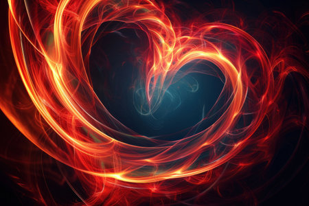 Red heart symbol made of Time Loop. Generative AI.の素材