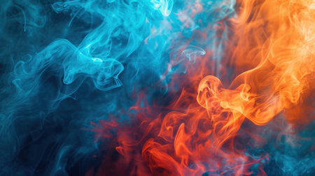 Red and blue fire abstract background. Generative AI.の素材
