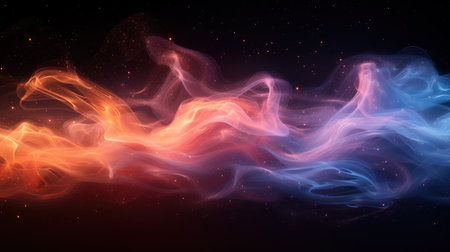 wispy pastel smoke on a black background isolated.の素材