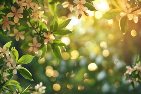 Illumination and spring blurred background. Generative AI.の素材