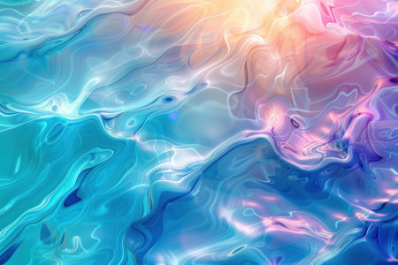 Colorful gradient transparent water, real water pattern. Generative AI.の素材