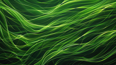Abstract organic green lines as wallpaper background illustration. Generative AI.の素材