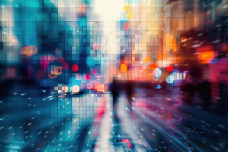 Digital pixelation abstract effect on a modern background. Generative AI.の素材