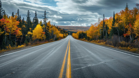 high way to forest. Generative AI.の素材