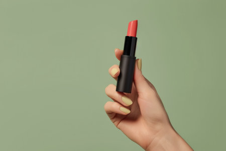 mockup style lipstick in the hand shot. Generative AI.の素材
