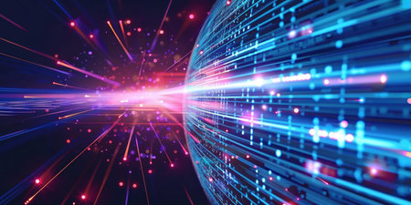 Abstract telecom technology ultimate connect background. Generative AI.の素材
