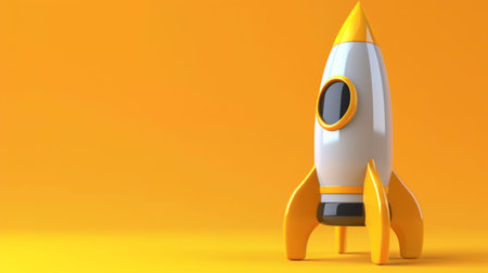 Rocket in 3d render cartoon gray and yellow for design composition..の素材