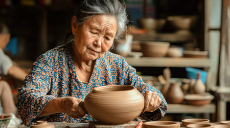 A Creating pottery brings joy and fulfillment to this woman in her retirementの素材
