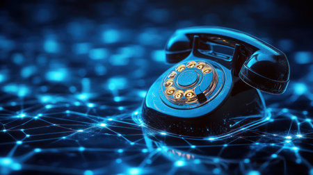 Connecting the Past with the Digital Age symbolizes the evolution of communication technology.の素材