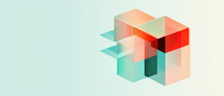 A Geometric shapes combine to form modern server icon, emphasizing security and technology. Copy space available belowの素材