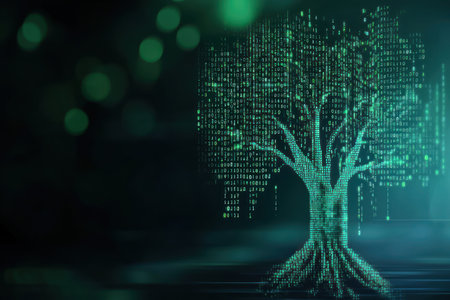 A Conceptual data tree with branches of information, representing business intelligence and growth in data mappingの素材