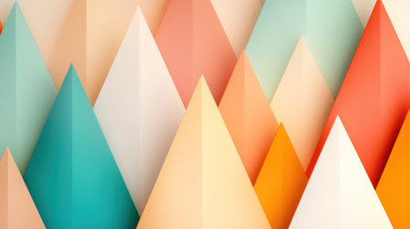 Colorful triangular shapes create vibrant and modern background.の素材