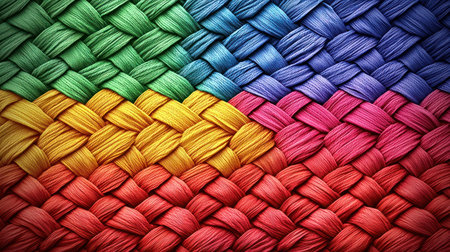 A Vibrant woven colors create beautiful tapestry with joyful expressionの素材