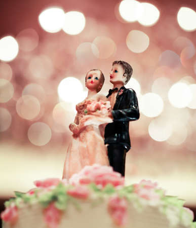 wedding doll on cakeの写真素材