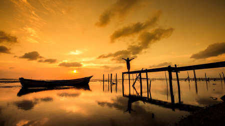 Freedom in Sunsetの写真素材