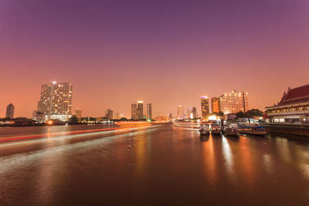 Night Scenes Chao Praya,Thailandの写真素材