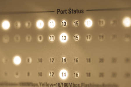 Light Turn on Server Internet Connected with LAN cables の写真素材