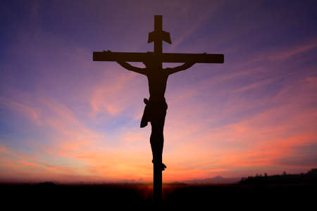 Jesus on the cross blur backgroundの写真素材