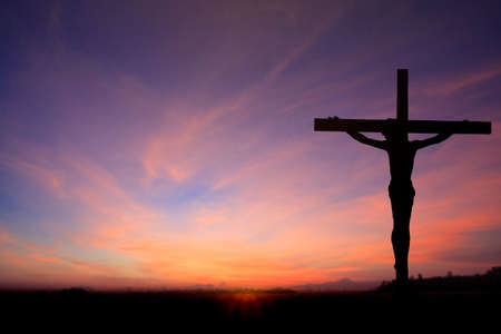 Jesus on the cross blur backgroundの写真素材
