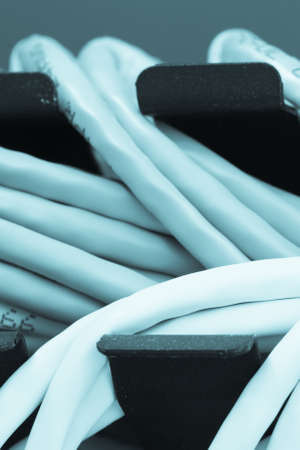 Large network hub connected Internet with LAN cables.の写真素材