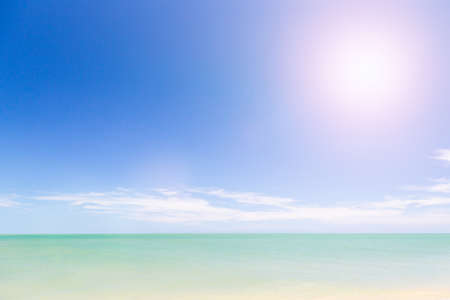 Wood Pave and Blue Sky Beach in Summer Season.の写真素材