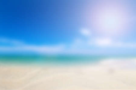 Wood Pave and Blue Sky Beach in Summer Season.の写真素材