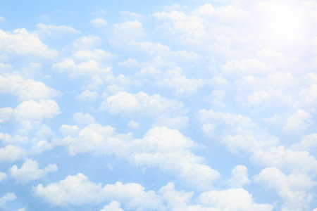 Top of clouds look from plane window.