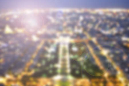 Abstract Background of Paris in sunset with lights and bokeh.の写真素材
