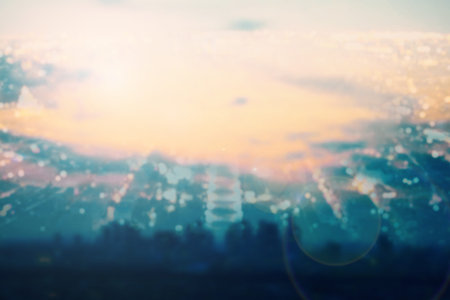 Vintage Abstract Background of Paris in sunset with lights and bokeh.