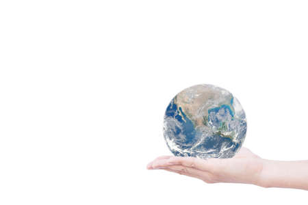 Hand giving the Earth. save the earth.の写真素材