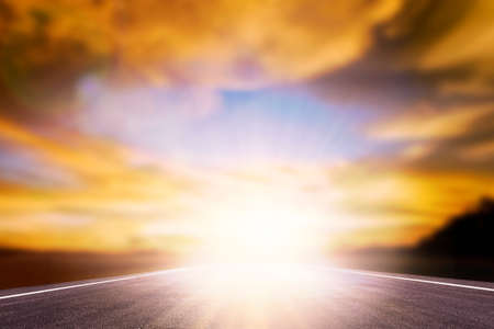 Road over blur sunset beautiful background.の写真素材