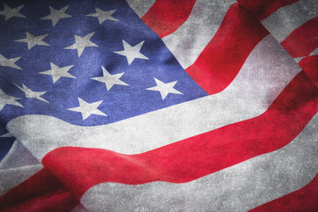 Antique America flag waving pattern background in red blue white color concept for USA 4th july independence day, symbol of patriot freedom and democracy. Glory pride in memorial day of libertyの写真素材