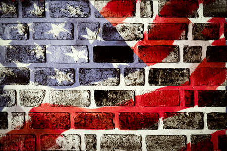 Antique America flag waving pattern background in red blue white color concept for USA 4th july independence day, symbol of patriot freedom and democracy. Glory pride in memorial day of libertyの写真素材