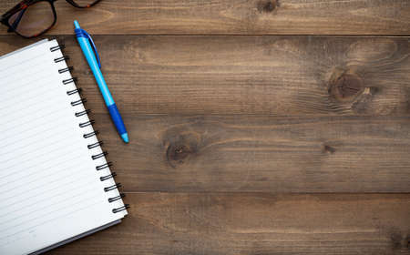 Vintage white do list paper mockup flat lay on old table top wood background texture space concept workspace office blank note, plan on calendar new year 2019, business blogger idea empty text viewの写真素材