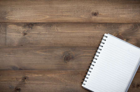 Vintage white do list paper mockup flat lay on old table top wood background texture space concept workspace office blank note, plan on calendar new year 2019, business blogger idea empty text viewの写真素材