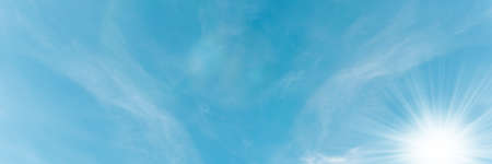 Summer blue sky soft clear Cloudy background. Puffy Cloud move by windy on beach concept Felling good-tempered relaxing  sunset wallpaper, sunrise journey to travel in tropical fog shiny mist style.の写真素材