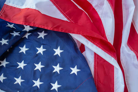 Antique America flag waving pattern background in red blue white color concept for USA 4th july independence day, symbol of patriot freedom and democracy. Glory pride in memorial day of libertyの写真素材