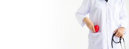 Young Arab Muslim intern doctor women smile on isolate white background concept for Islam people working in medical hospital health care, Modern Nurse wearing hijab in medico clinic business service.の写真素材