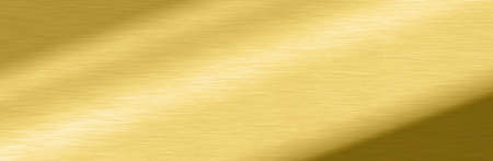 Wide Shiny smooth line metal gold color background Bright vintage Brass plate chrome panorama texture concept simple bronze foil panel hard backdrop design, panoramic golden light polished banner topの写真素材
