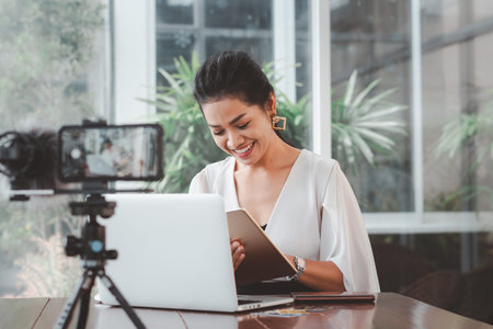 Young student woman use wireless internet learning and co-working at home on mobile tablet app....