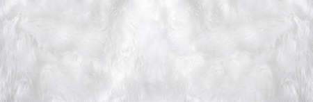 Wide animal white wool sheep background in top view light natural. Grey fluffy seamless cotton panoramic texture. Wrinkled lamb fur coat skin, rug mat raw material,  fleece woolly textile conceptの写真素材
