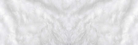 Wide animal white wool sheep background in top view light natural. Grey fluffy seamless cotton panoramic texture. Wrinkled lamb fur coat skin, rug mat raw material,  fleece woolly textile conceptの写真素材
