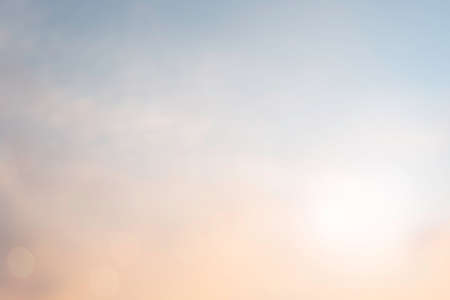 Abstract blur morning nature sky bokeh texture background concept for calm faith horizon landscape, Clean sunset blurry light, sunshine on sand beach color of blue teal, relax Autumn weather.の写真素材
