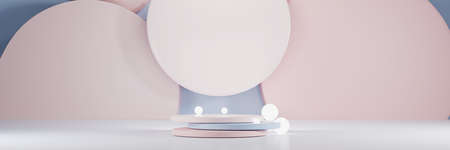 Cosmetic podium product minimal scene with platform background 3d render. Display stand for Valentine pink color mock up. stand to show beauty stage backdrop on pedestal. Simple Cylinder Sweet designの写真素材