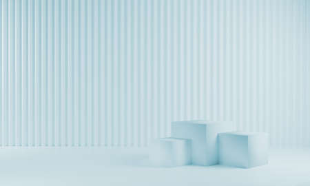 Cosmetic podium product minimal scene with platform background 3d render. Display stand for pastel blue green color mock up. stand to show beauty  backdrop on pedestal. Simple Cylinder Sweet designの写真素材