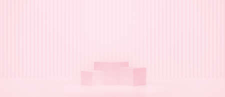 Cosmetic podium product minimal scene with platform background 3d render. Display stand for Valentine pink color mock up. stand to show beauty stage backdrop on pedestal. Simple Cylinder Sweet designの写真素材