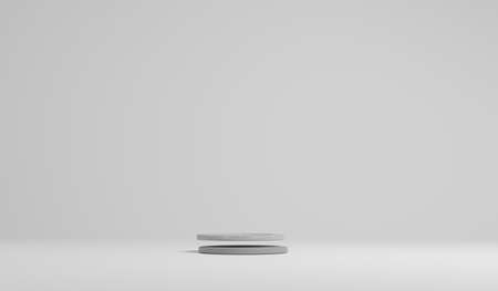 Abstract pastel gray color and gradient white light background in studio table backdrops display product design. Blank empty space room for showing. Blur 3D render podium stage grey texture pattern.の写真素材