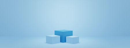 Cosmetic podium product minimal scene with platform teal background 3d render. Display stand for pastel blue mint green color mock up. Show beauty backdrop on pedestal. Simple Cylinder Sweet designの写真素材